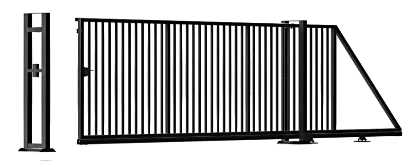 Skydeport med balustre